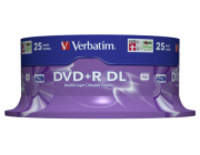 1x25 Verbatim DVD+R Double Layer 8x Speed, 8,5GB matny stribrna