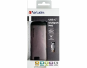 VERBATIM 49142 USB-C Multiport HUB, 3x USB 3.0, 1x USB-C, HDMI, LAN, SD, microSD, šedá dokovací stanice