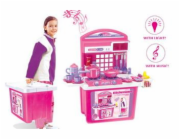 Hračka G21 Dětská kuchyňka s příslušenstvím  v kufru růžová 