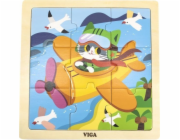Dřevěné puzzle pro nejmenší Viga 9 ks Letadlo