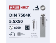 Samořezné šrouby Haushalt, DIN 7504K, 5,5 x 50 mm, 200 ks.
