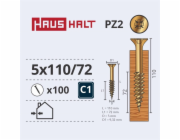 Vruty do dřeva Haushalt, 5 x 110/72 mm, ZN, PZ2, 100 ks.