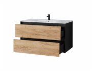 Koupelnová skříňka Domoletti, černá/dřevěná, 45,5x89x50