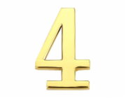Číslo dveří "4", zlatá barva, 45 mm