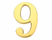 Číslo dveří "9", zlatá barva, 45 mm