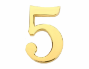 Číslo dveří "5", zlatá barva, 45 mm