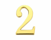 Číslo dveří "2", zlatá barva, 45 mm
