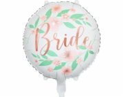 Fólie balón kulatá nevěsta s květinami svatební svatba