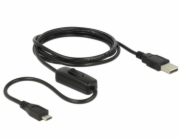 Delock nabíjecí kabel USB 2.0 Type-A samec > USB 2.0 Micro-B samec s vypínačem pro Raspberry Pi 1.5 m