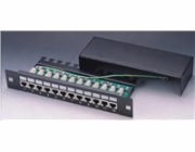 XtendLan Patch panel 10", 1U / 12 portů,CAT5,STP, LSA,s krytem, vodorovné umístění konektorů, zemnič, černý