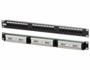 19" Patch panel XtendLan 24port, UTP, Cat5E, duální svorkovnice, černý