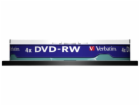 1x10 Verbatim DVD-RW 4,7GB 4x Speed, matte silver Cakebox