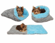 Marysa pelíšek 3v1 pro štěňátka/koťátka, DE LUXE, šedý/světle modrý