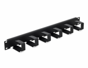 19" vyvazovací panel 1U 6x háček 70x27mm šedý kov