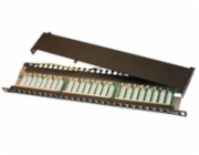 19"/0,5U Patch panel XtendLan 24port, STP, Cat6, 30µm, blok110, černý