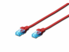 Digitus Patch Cable, UTP, CAT 5e, AWG 26/7, červený 0,5m,...