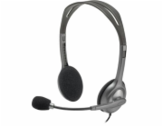 Logitech Headset Stereo H111/ drátová sluchátka + mikrofon/ 3,5 mm jack/ šedá