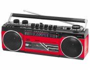 Radiomagnetofon Trevi, RR 501BT/RD, MW/FM/SW1-2, autostop, USB, čtečka SD, Bluetooth, vestavěný mikrofon, 230 V/4xD, barva červená