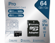 Verbatim microSDXC Pro      64GB Class 10 UHS-I inkl Adapter