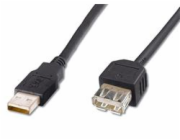PremiumCord kabel prodlužovací USB 2.0, A-A, 0,5m, černá