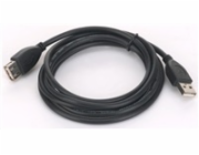 GEMBIRD Kabel USB 2.0 A-A prodlužovací 1,8m Professional (černý, zlacené kontakty)