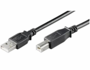 PremiumCord kabel USB 2.0, A-B, 0.5m, černá