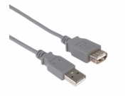 PREMIUMCORD Kabel USB 2.0 A-A 1m, prodlužovací (M/F) šedý