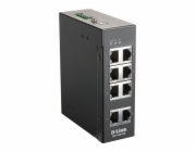 D-Link DIS 100E-8W - Přepínač - neřízený - 8 x 10/100 - lze montovat na konzolu DIN, pro připevnění na zeď - DC napájení