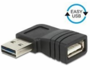Delock Adapter EASY-USB 2.0-A male > USB 2.0-A female angled left / right - USB redukce (samčí-samičí) - USB (F) do USB (M) - konektor 90° - černá
