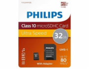 Philips MicroSDHC Card      32GB Class 10 UHS-I U1 vc. Adapter