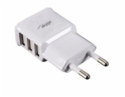 TRX Akyga USB nabíječka 220V/ 5V/ 3.1A/ 3x USB/ bílá
