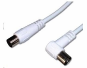 PREMIUMCORD TV kabel anténní propojovací 2m, konektor 90° (koaxiální, M/F, 75 Ohm)