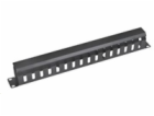 19" vyvazovací panel 1U, celokovový s krytem 40x70mm, prů...
