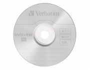 1x25 Verbatim DVD+RW 4,7GB 4x Speed, matne stribrna
