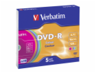 1x5 Verbatim DVD-R 4,7GB Colour 16x Speed, Slim Case