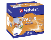 1x10 Verbatim DVD-R 4,7GB 16x Speed, Jewel Case, printable