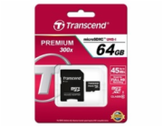 Transcend 64GB microSDXC (Class 10) paměťová karta (s adaptérem)