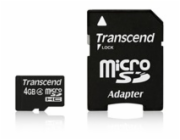 TRANSCEND MicroSDHC karta 4GB Class 4 + adaptér