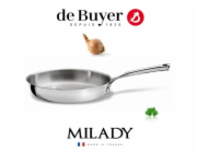 Pánev de Buyer, 3412.28 MILADY, nerezová ocel, nedeformovatelná, silné sendvičové dno, rukojeť z nerezové oceli, průměr 28 cm, výška 5,3 cm, objem 1,8 L, váha 1,64 kg