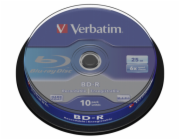 1x10 Verbatim BD-R Blu-Ray 25GB 6x Speed, white blue Cakebox