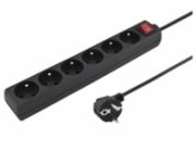PREMIUMCORD Prodlužovací přívod 230V 5m 6 zásuvek + vypínač, černý
