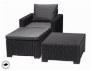 Zahradní nábytek Keter set stůl + křeslo + podnožka California grafitový