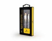 Kábel CABLEXPERT USB 2.0 AM na Type-C kábel (AM/CM), 2m, opletený, bielo-strříbrný, blister, PREMIUM QUALITY
