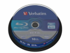 1x10 Verbatim BD-R Blu-Ray 50GB 6x Speed, bila blue Cakebox