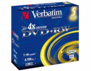 Disk DVD+RW VERBATIM 4,7GB, 4x, jewel box, 5ks