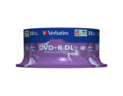 1x25 Verbatim DVD+R Double Layer 8x Speed, 8,5GB matny stribrna