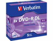 1x5 Verbatim DVD+R Double Layer 8x Speed, Jewel obal 8,5GB