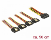 DeLOCK kabel SATA 15Pin samec > 4x SATA 15Pin samice