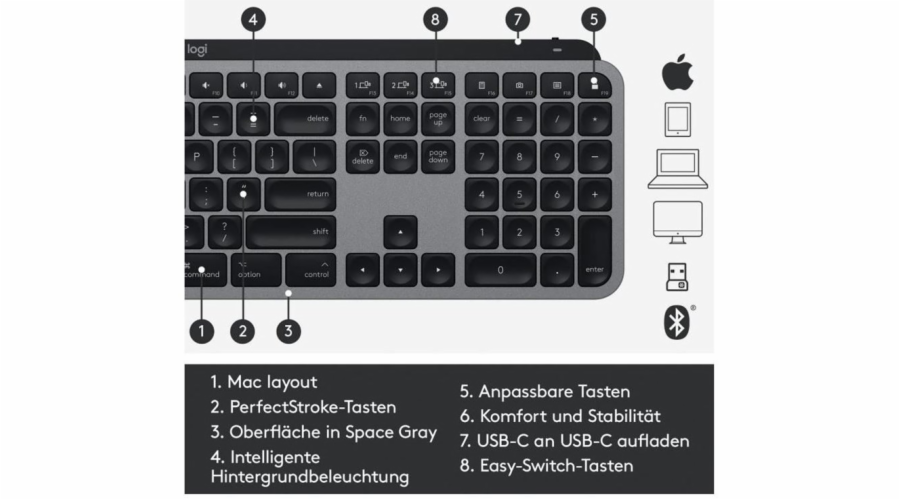 Logitech MX Keys für Mac, Tastatur