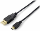 Equip USB-A - miniUSB USB kabel 3 m černý (128225)